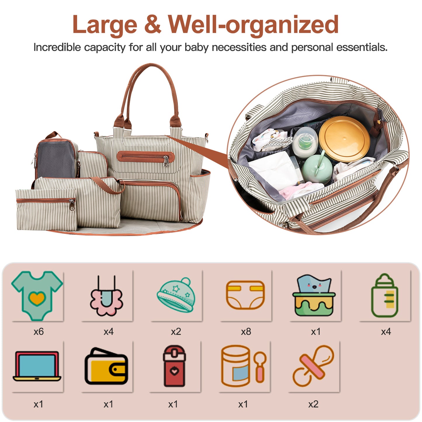 8-Piece Diaper Bag Set