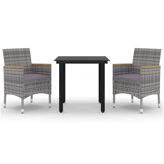 vidaXL Patio Dining Set Outdoor Table and Chair Set Poly Rattan and Glass