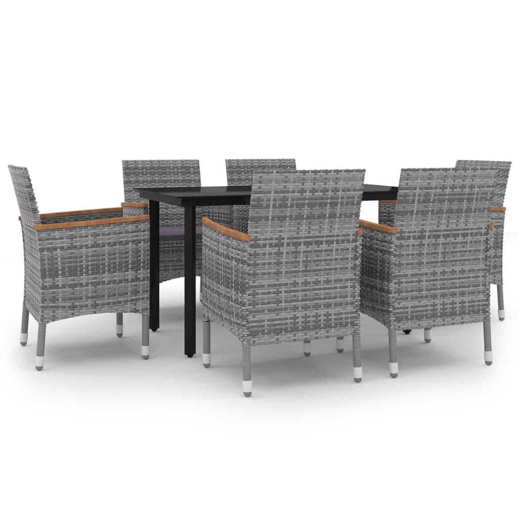 vidaXL Patio Dining Set Outdoor Table and Chair Set Poly Rattan and Glass