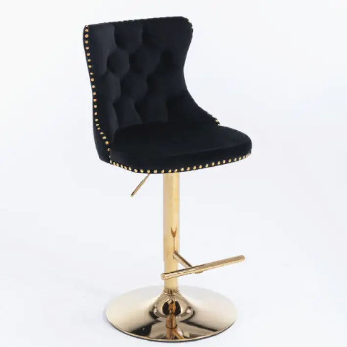 Velvet Barstools - Black- Set of 2